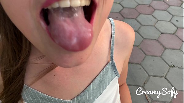 Surprise from my naughty girlfriend – mini skirt and daring public blowjob – CreamySofy